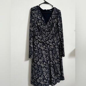 Ralph Lauren Navy and White Paisley Dress